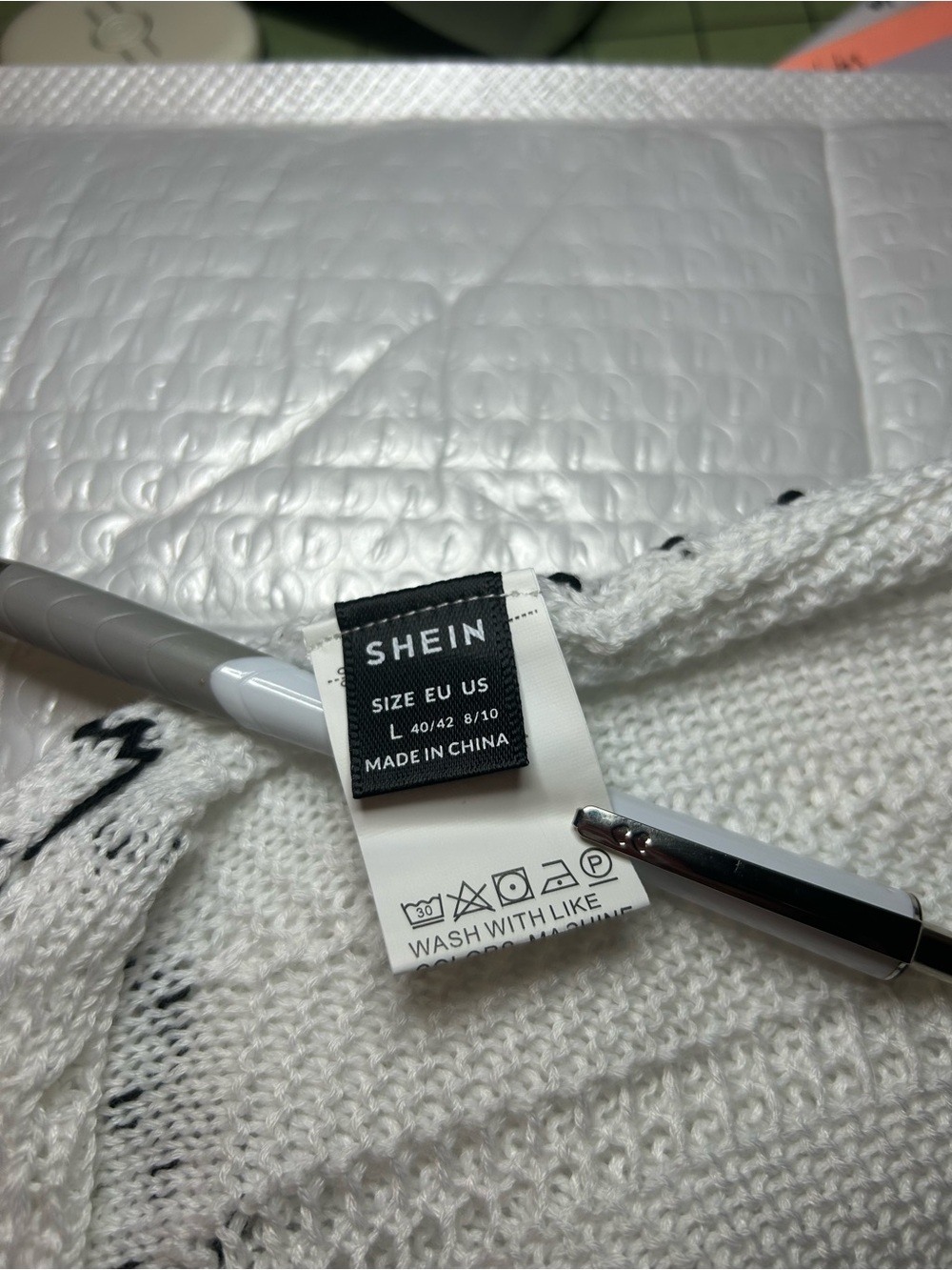 SHEIN Maxi Crochet Dress White with Black Stripes Size L - Picture 10 of 12